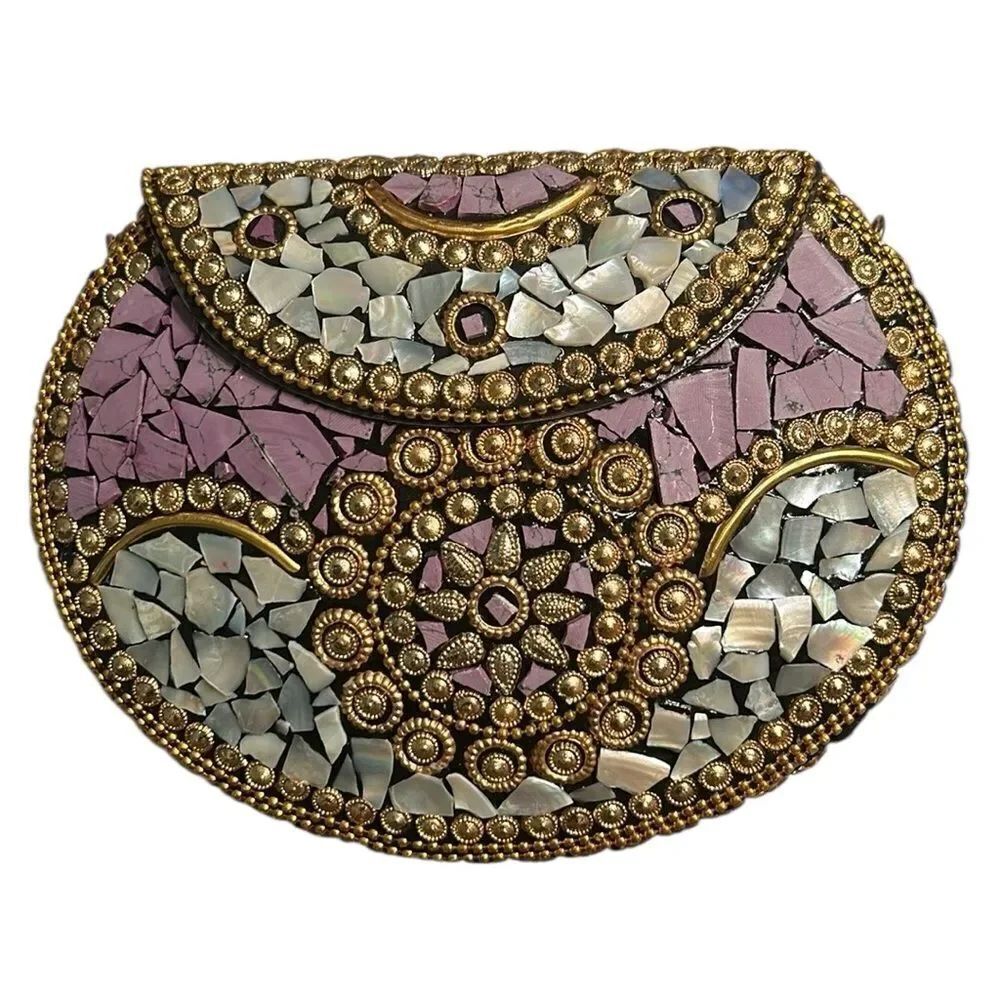 Ramla Handmade Purple Clutch/Handbag - Picture 2 of 6